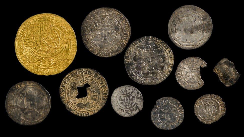 Part of a Medieval coin hoard