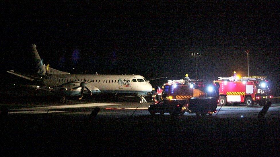 Loganair plane after landing