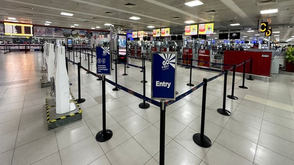 Go First counters at Delhi Airport