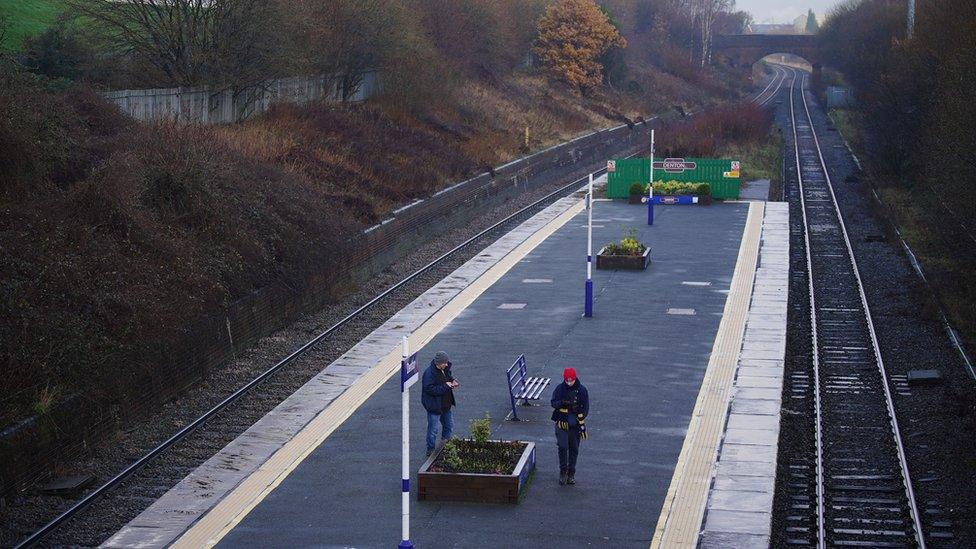 Passengers at Denton station