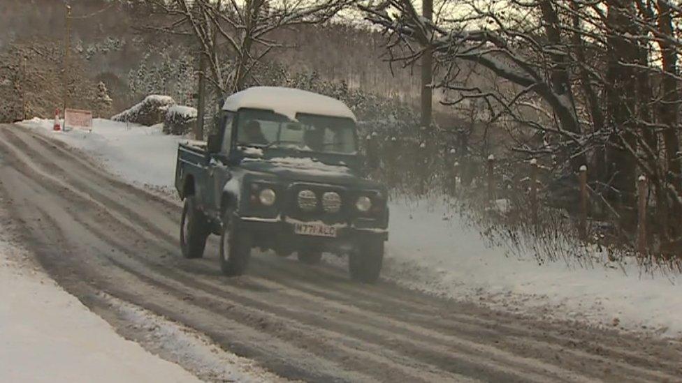 Truck on snowy road