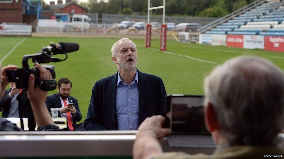 Jeremy Corbyn speaking in West Yorkshire