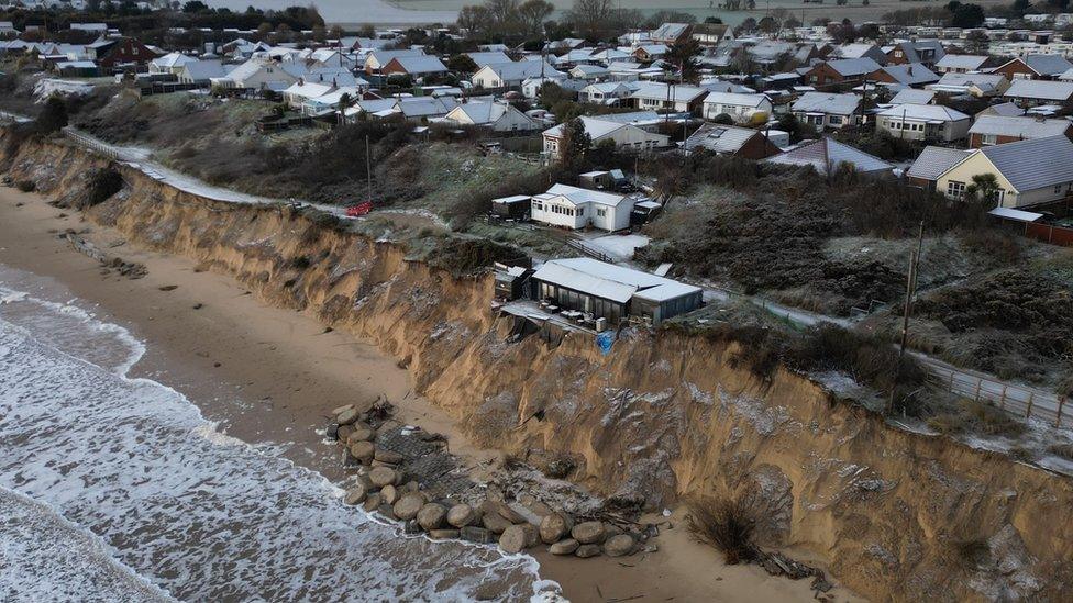 Hemsby, south side of gap, shows property of Lance Martin on the edge of the dunes