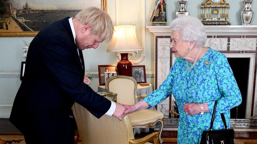 Boris Johnson meeting the Queen