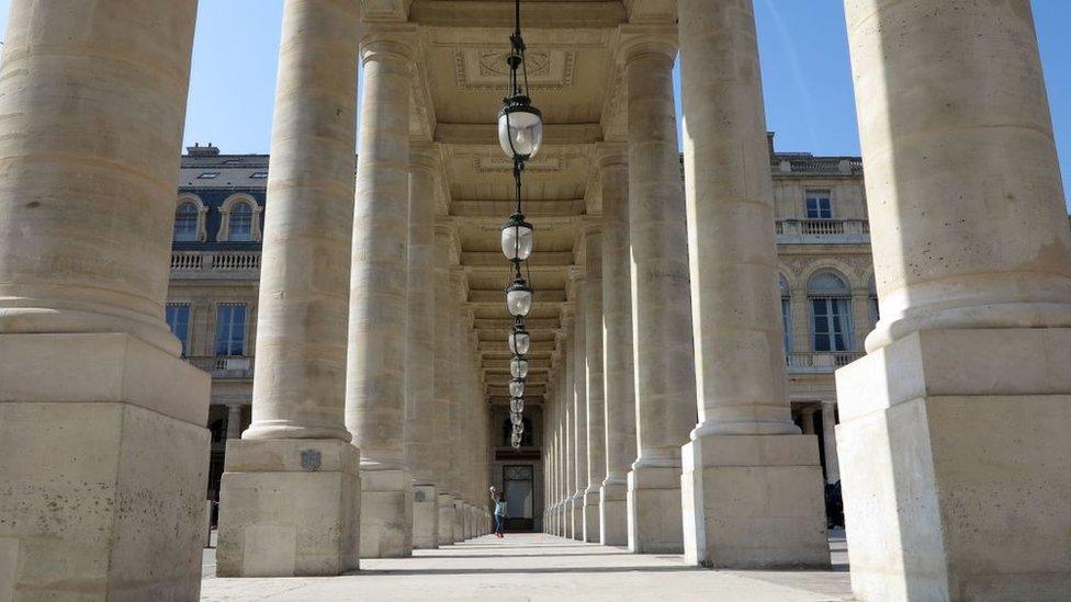 A colonnade in the garden of the Palais-Royal, Paris