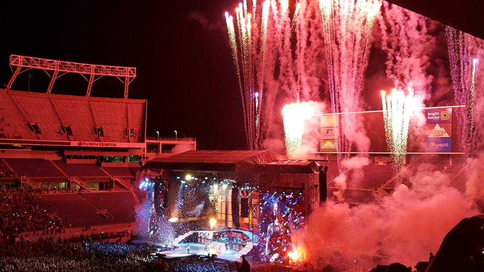 Pyrotechnics at a concert