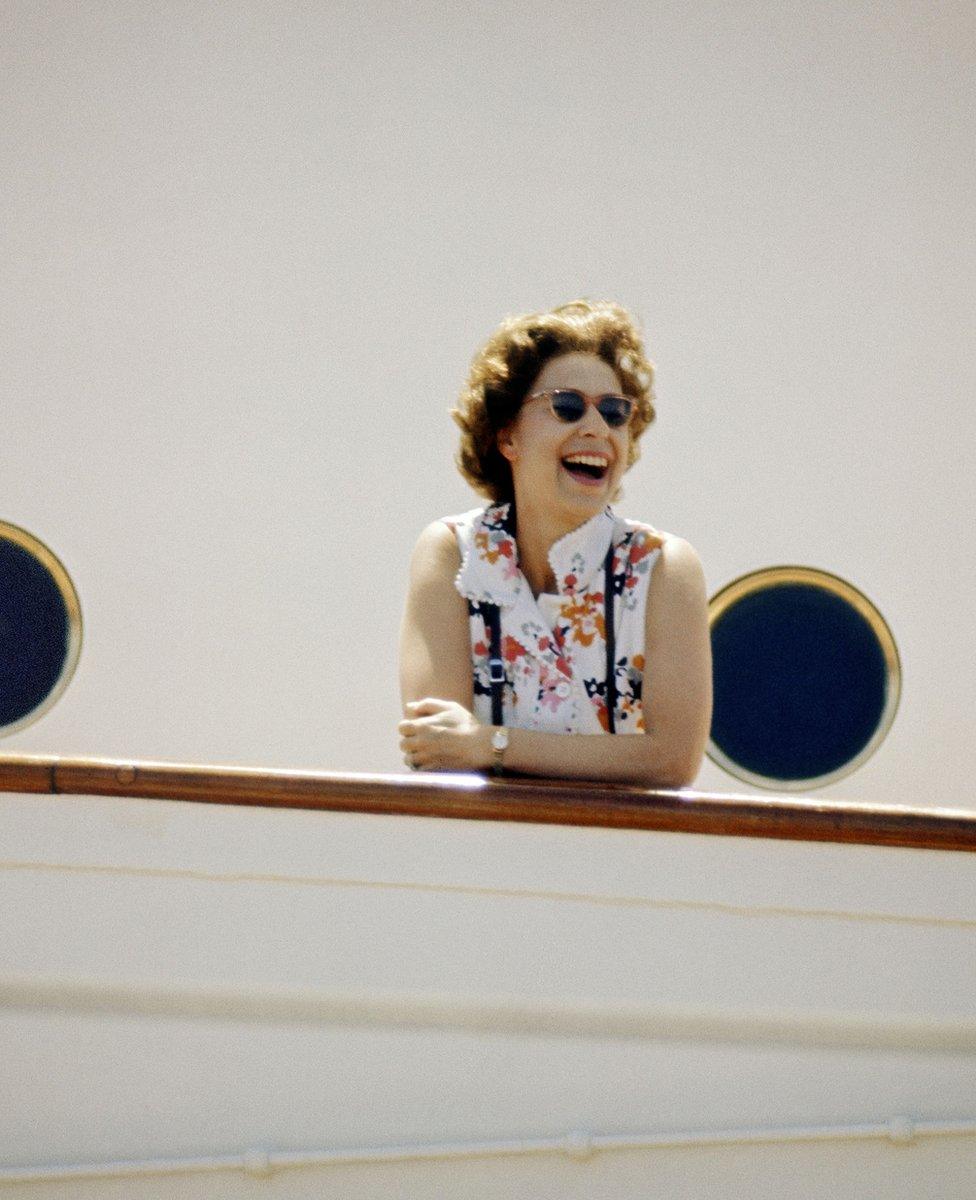 Queen on board HMY Britannia in March 1972