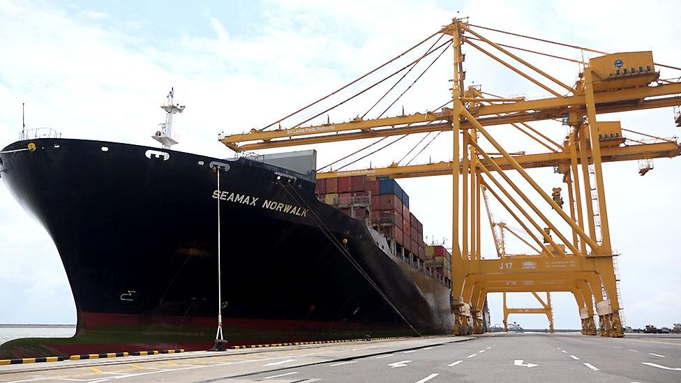 Container ship in Sri Lanka