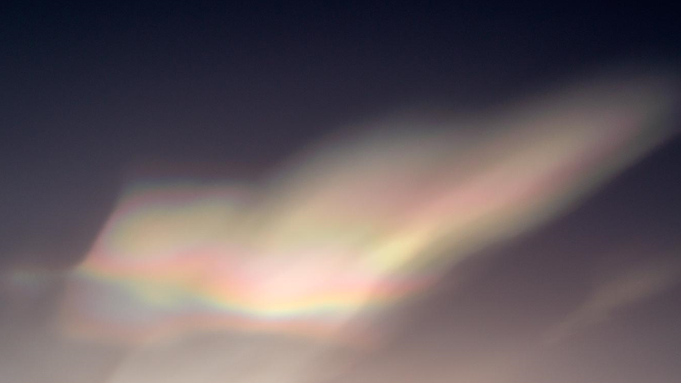 Iridescent colours in cloud