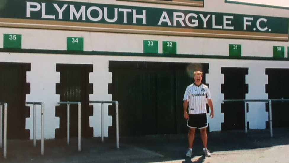 Ken stood outside of Home Park Stadium