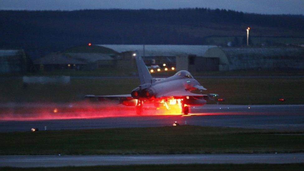 RAF Typhoon taking off from Lossiemouth