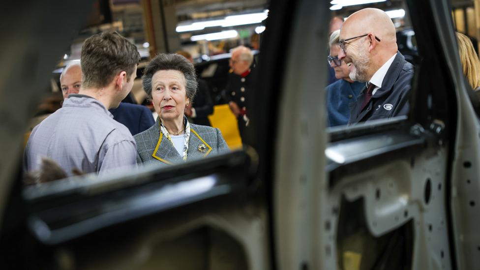 Princess Royal speaking to staff at Halewood