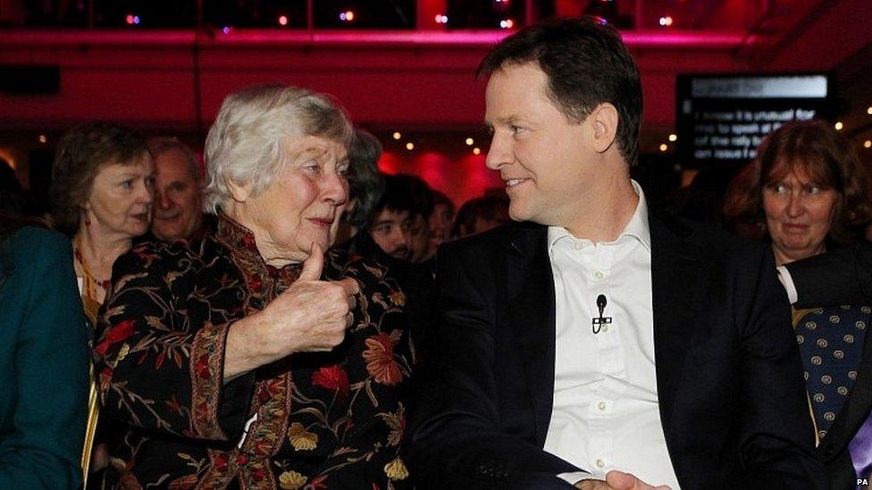 Baroness Williams with ex-Lib Dem leader Nick Clegg in 2013