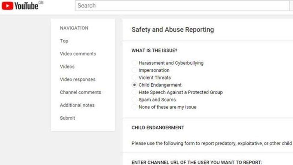 Reporting function on Youtube