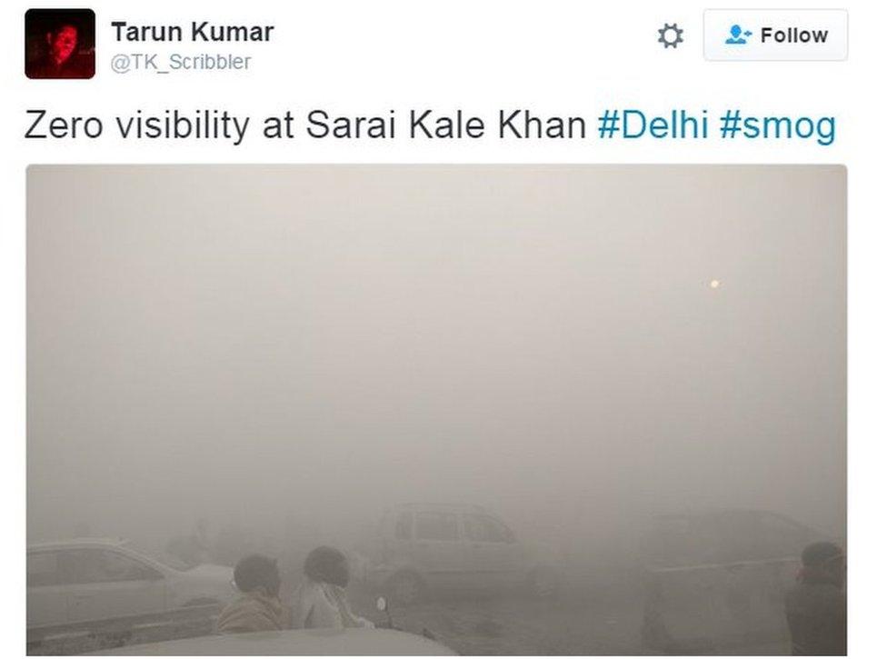 Zero visibility at Sarai Kale Khan #Delhi #smog