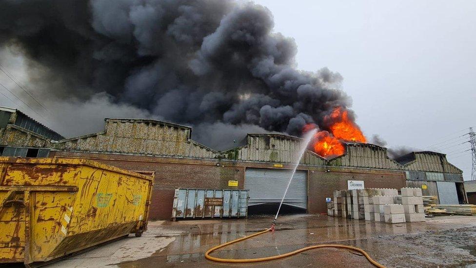 Recycling centre fire