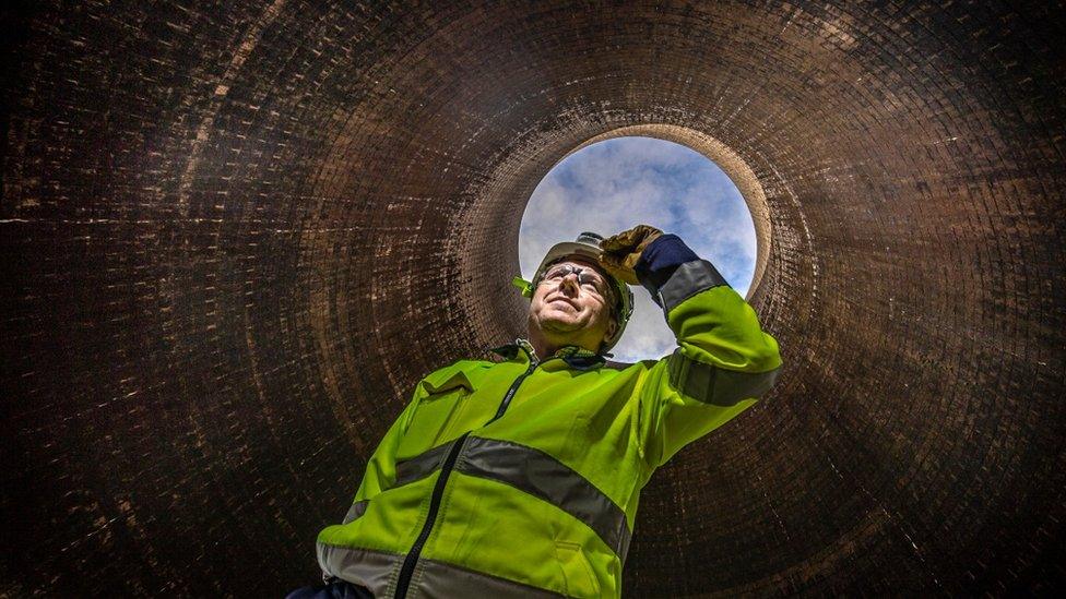 Inside cooling tower