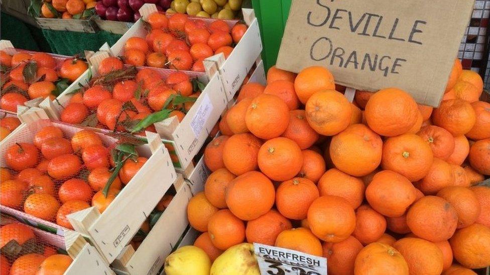 Fruit stall at Borough Market in London