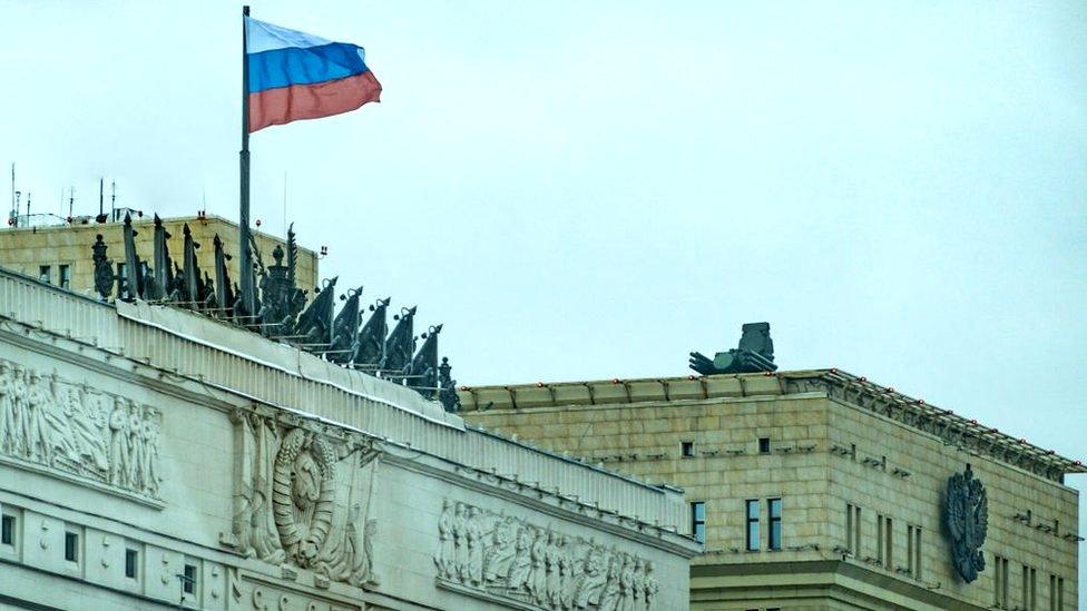 Air defence system on roof of Ministry of Defence in Moscow