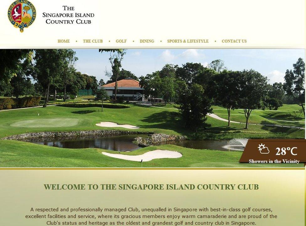 Screencap of the Singapore Island Country Club website on 5 February 2016