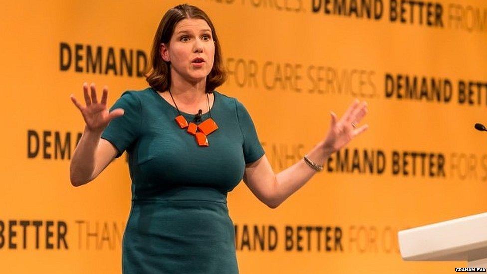 Jo Swinson addressing the party's autumn conference last year