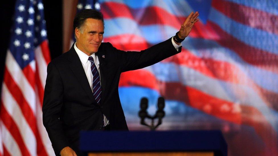 Mitt Romney waves on election night