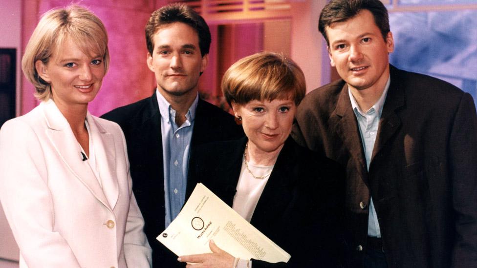 Alice Beer, Jonathan Maitland, Anne Robinson and Chris Choi on Watchdog in 1995