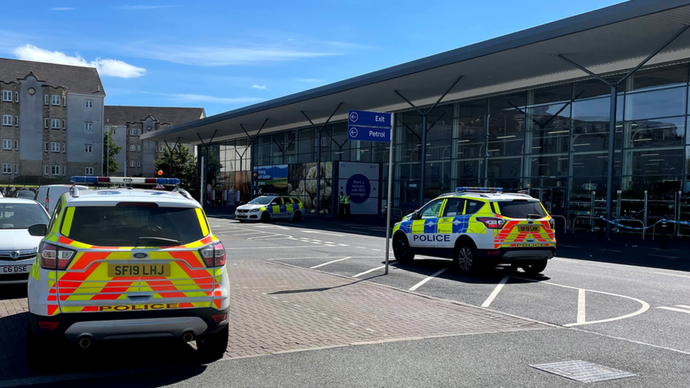 police cars at Tesco