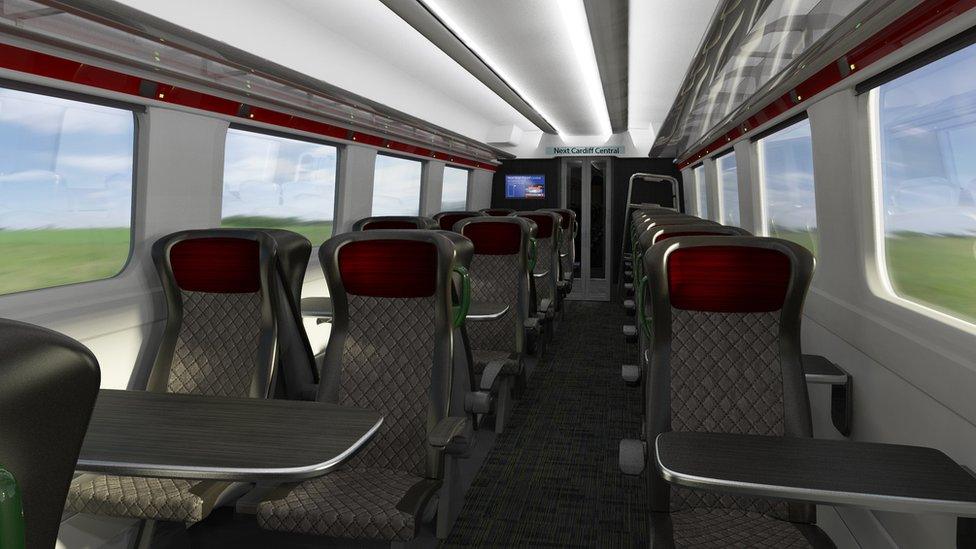 mock-up of interior of train carriage