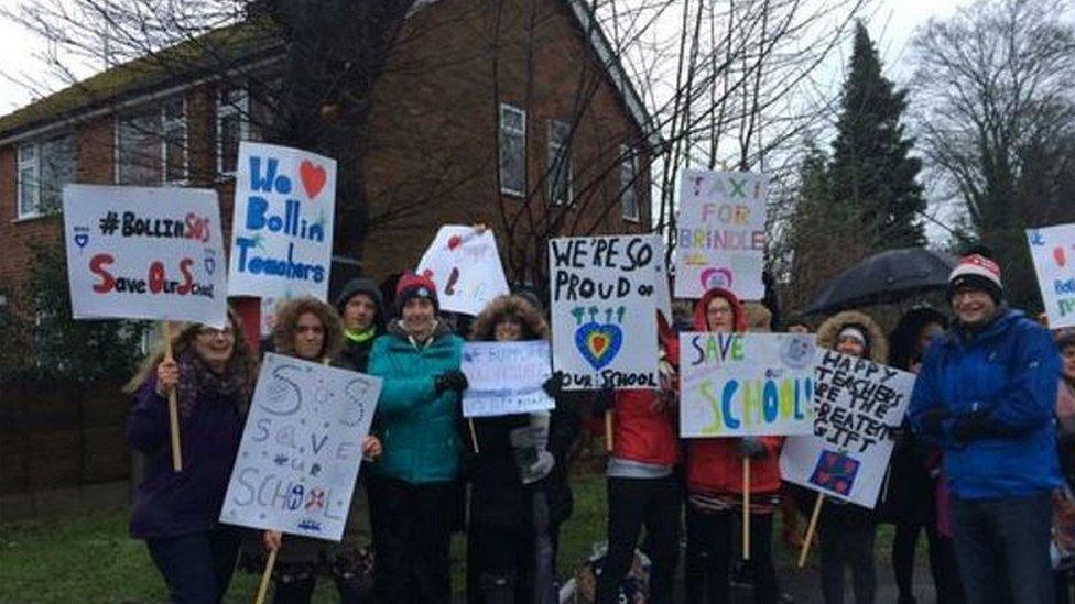 Parents demonstrated outside the school