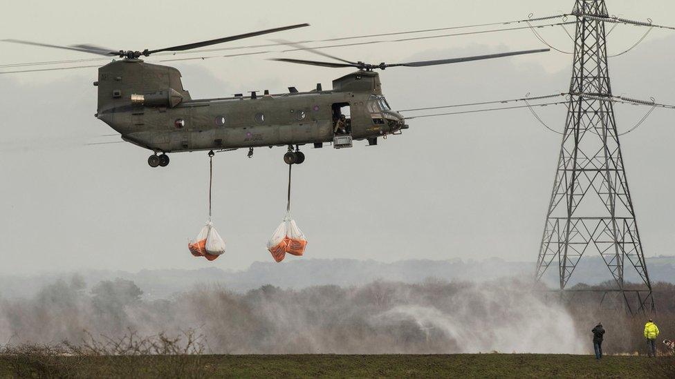 RAF chinook in Lancashire village of Croston