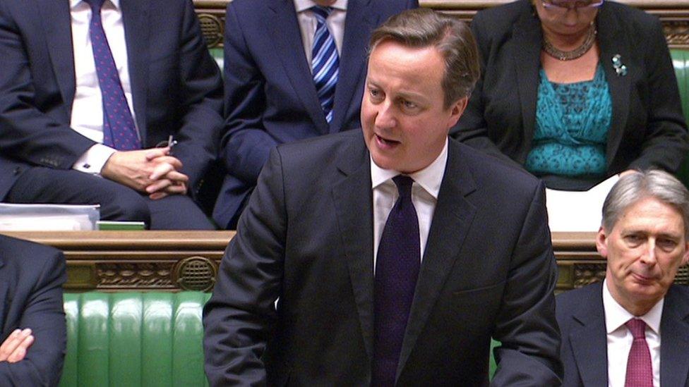 David Cameron giving Commons statement