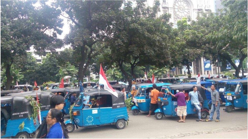 Motortaxi drivers in Jakarta