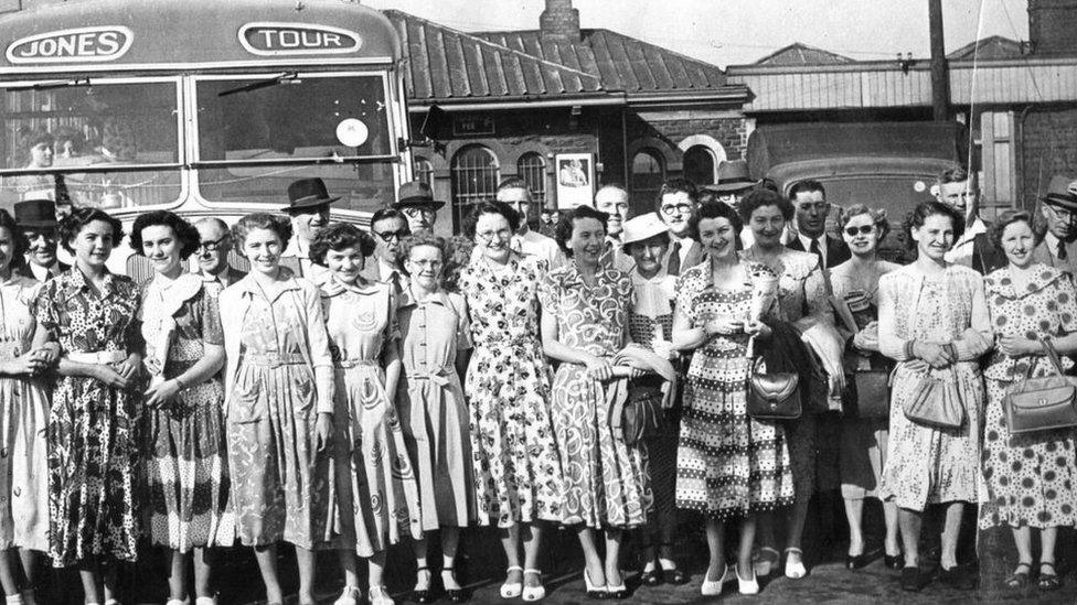 A steelworks staff outing in 1951