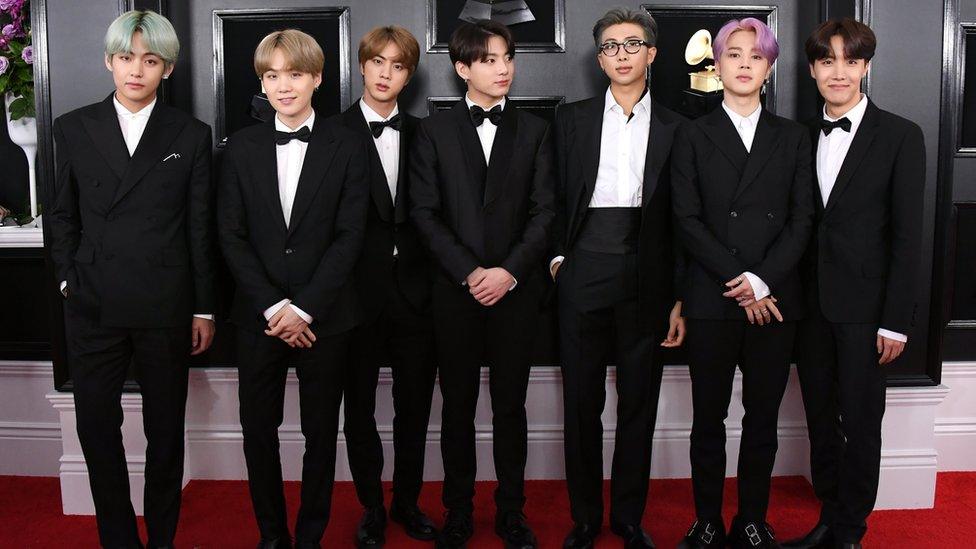 BTS attends the 61st Annual GRAMMY Awards at Staples Center on February 10, 2019 in Los Angeles, California.