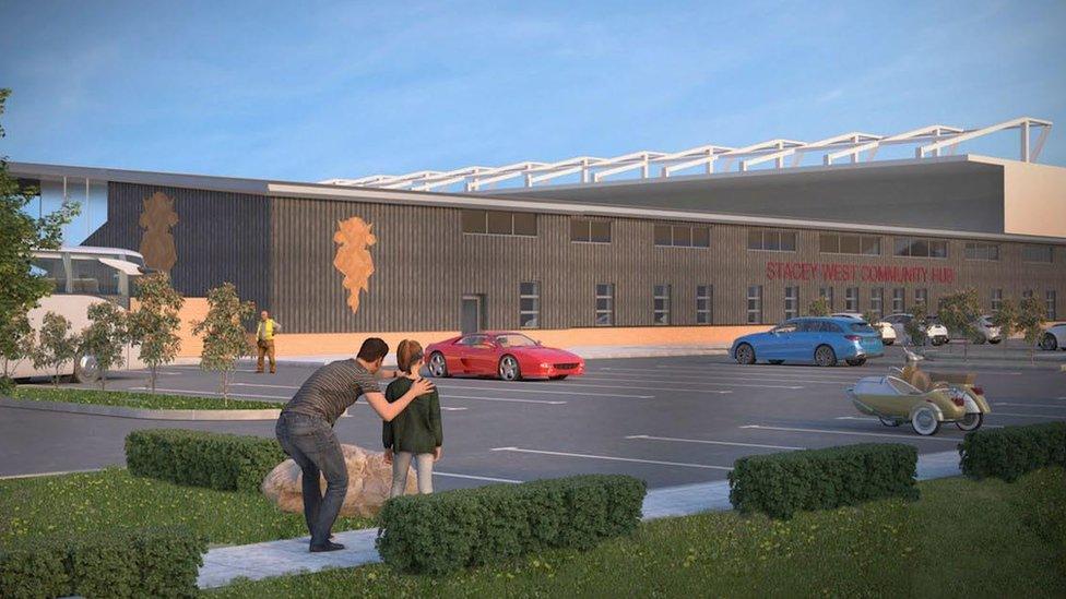 A proposed community hub at Lincoln City's ground