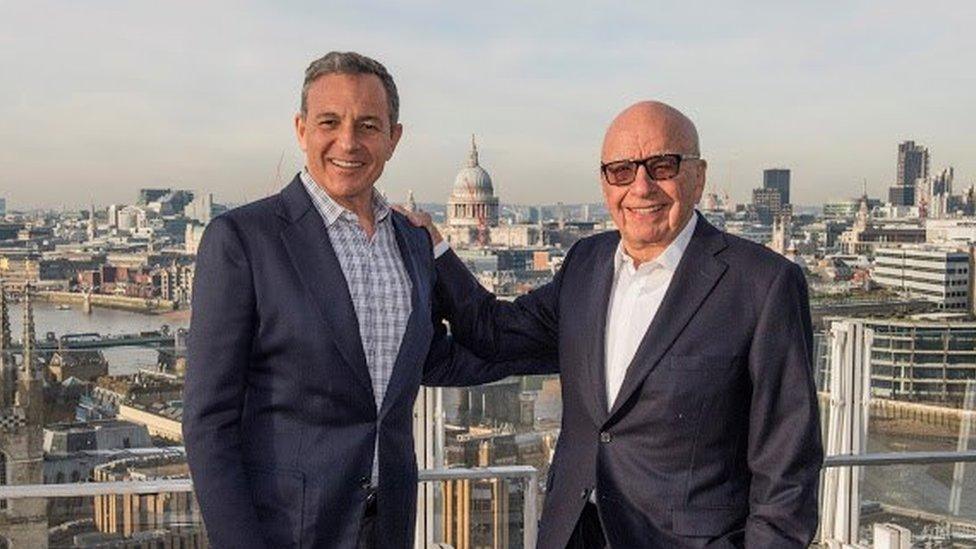 Disney's Bob Iger and 21st Century Fox's Rupert Murdoch. If Murdoch is selling most of his $80bn company because he thinks it is too small to compete in entertainment, what is the future for other media organisations?