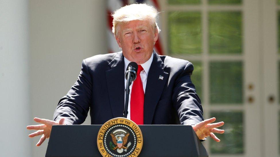 Donald Trump announces decision to withdraw from Paris Climate Agreement in the White House Rose Garden in Washington