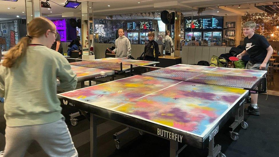 Table tennis in pub