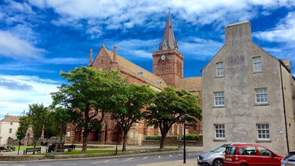 Kirkwall Cathedral in Kirkwall - the main town in Orkney