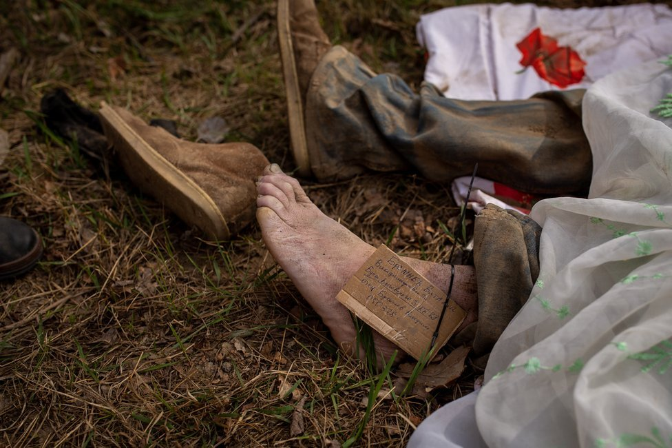 Families in Bucha attached tags to their loved ones or put passports in their pockets, so as not to lose them again.