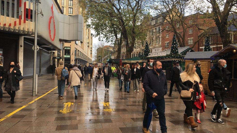 Shoppers in Cardiff