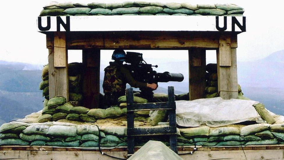 A UN outpost near Srebrenica