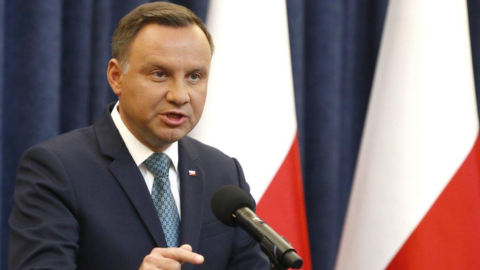 Polish President Andrzej Duda gives a televised statement on 24 July