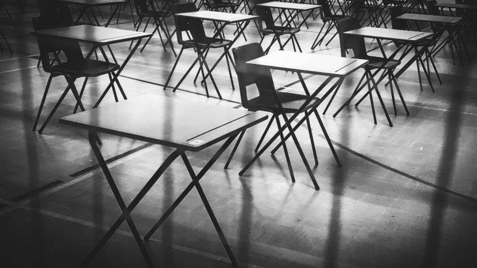 Empty exam desks