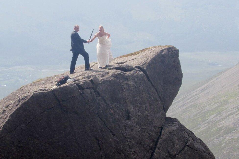 Mel and Steve Hill on Cioch, Skye