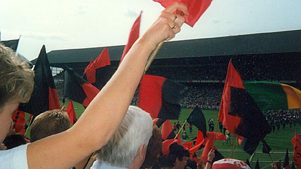 Down and Meath fans at the 1991 All-Ireland final