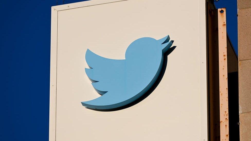 Twitter logo on side of building