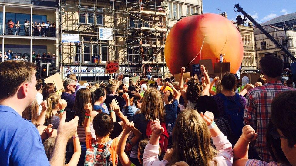 A giant peach in Cardiff