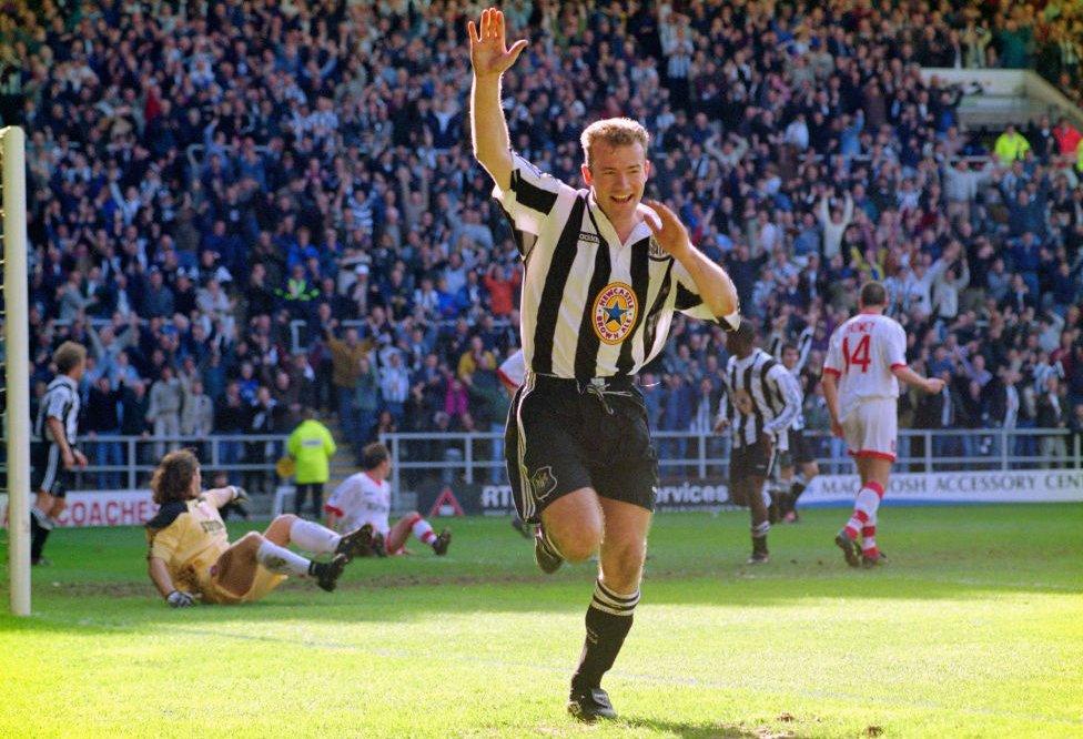 Alan Shearer celebrating a goal